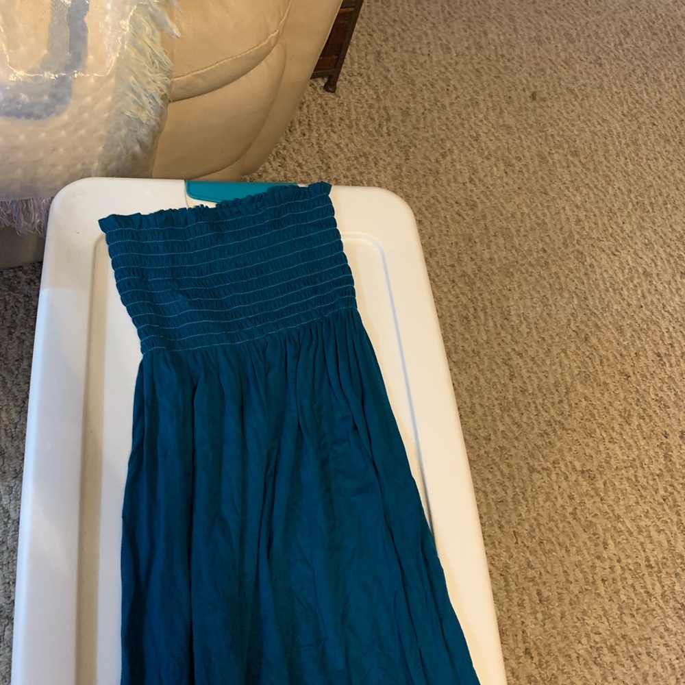 Teal tube long dress